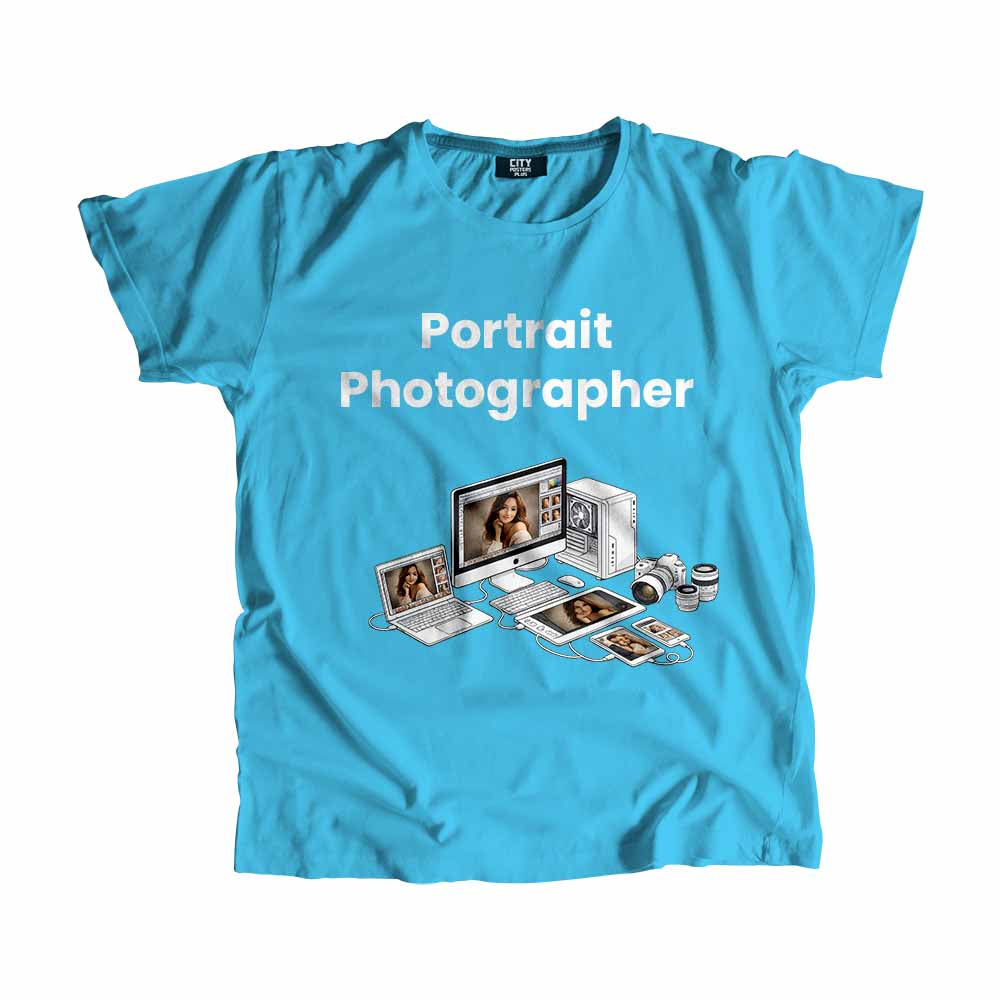 Portrait Photographer Men Unisex T-Shirt (Sky Blue) Technology Unisex T-Shirt | City Posters Plus