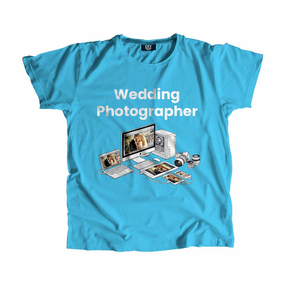 Wedding Photographer Men Unisex T-Shirt (Sky Blue) Technology Unisex T-Shirt | City Posters Plus