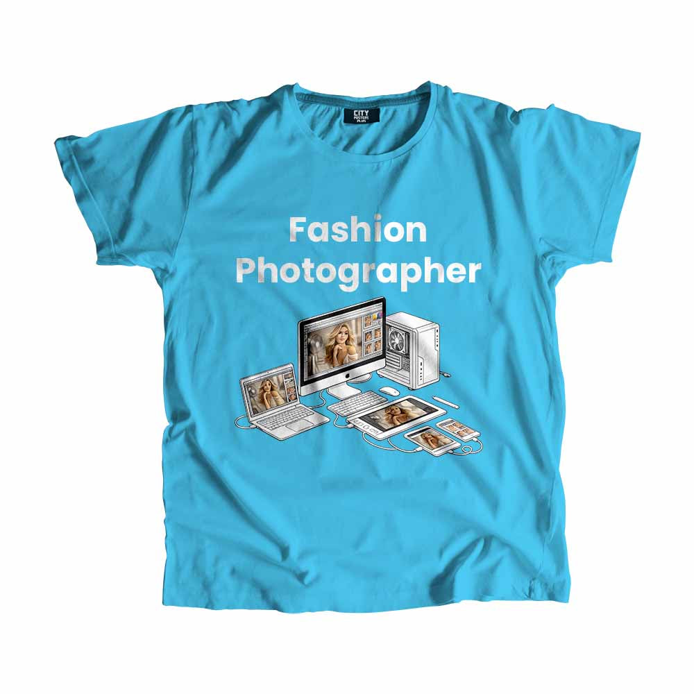 Fashion Photographer Men Unisex T-Shirt (Sky Blue) Technology Unisex T-Shirt | City Posters Plus