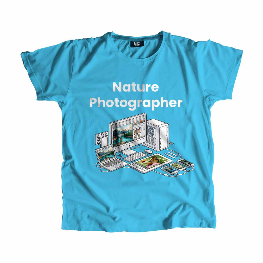 Nature Photographer Men Unisex T-Shirt (Sky Blue) Technology Unisex T-Shirt | City Posters Plus