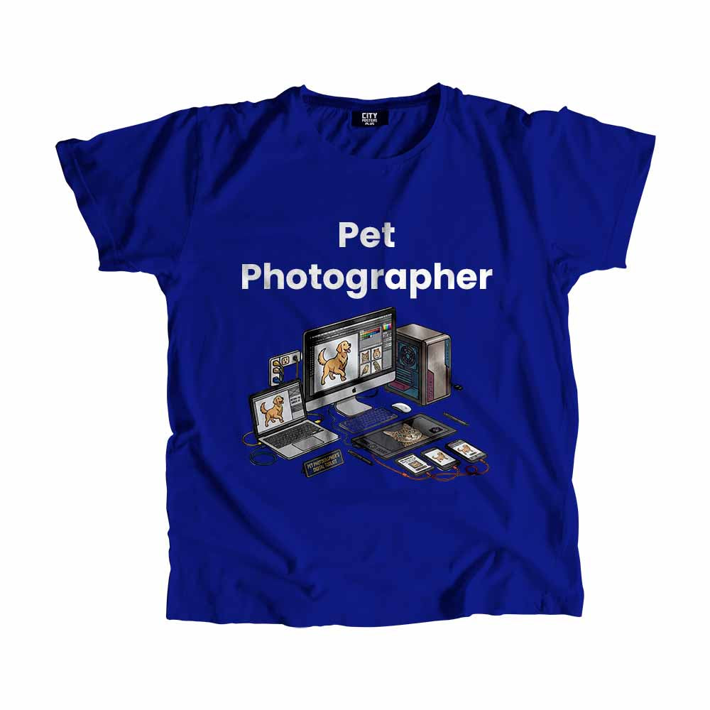 Pet Photographer Men Unisex T-Shirt (Royal Blue) Technology Unisex T-Shirt | City Posters Plus