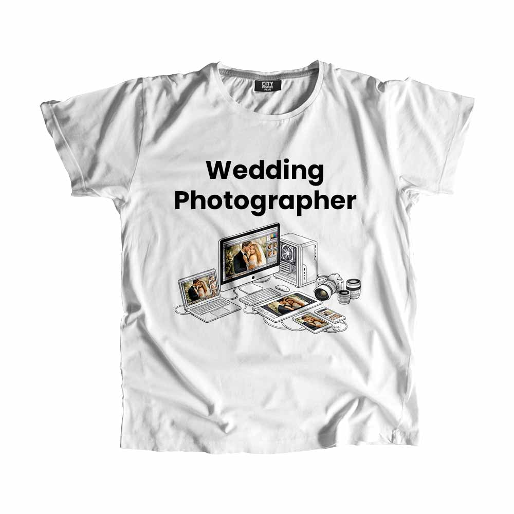 Wedding Photographer Men Unisex T-Shirt (White) Technology Unisex T-Shirt | City Posters Plus