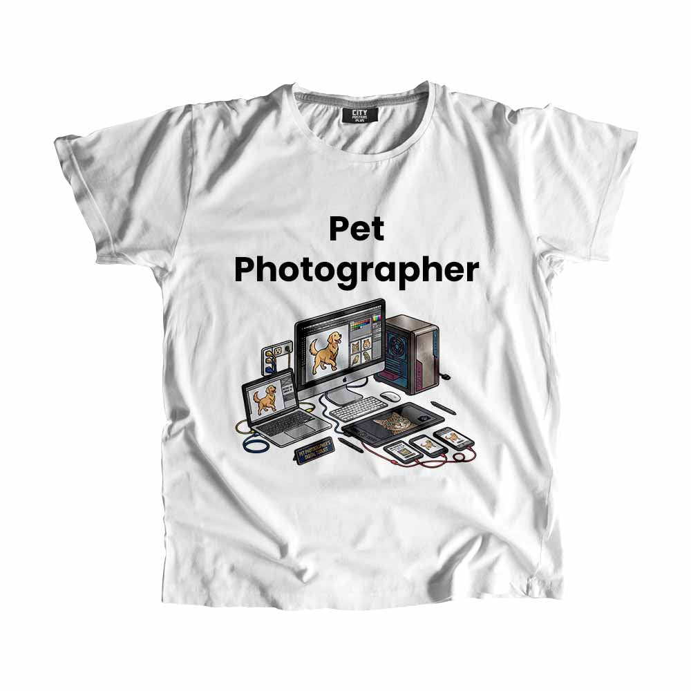 Pet Photographer Men Unisex T-Shirt (White) Technology Unisex T-Shirt | City Posters Plus