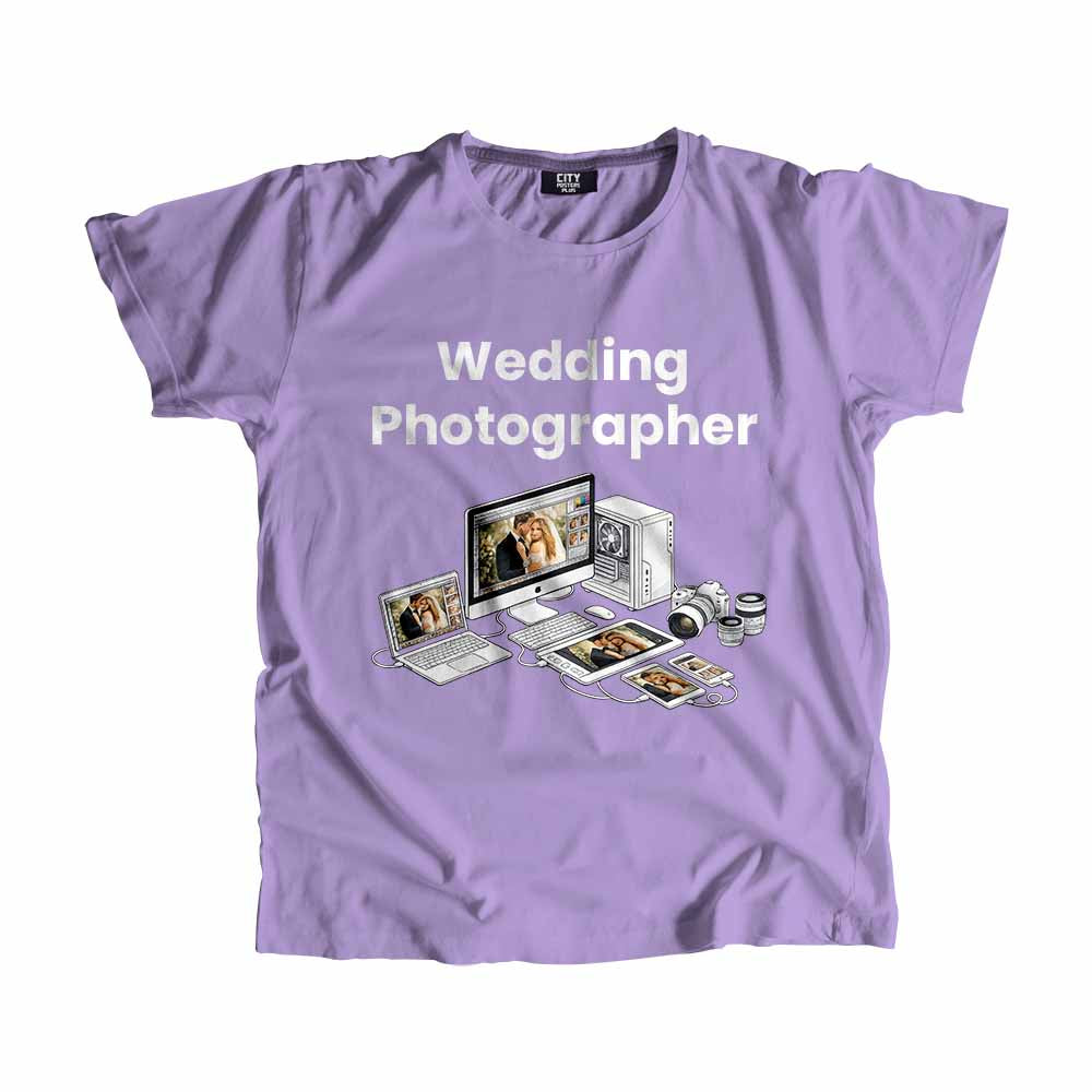 Wedding Photographer Men Unisex T-Shirt (Iris Lavender) Technology Unisex T-Shirt | City Posters Plus