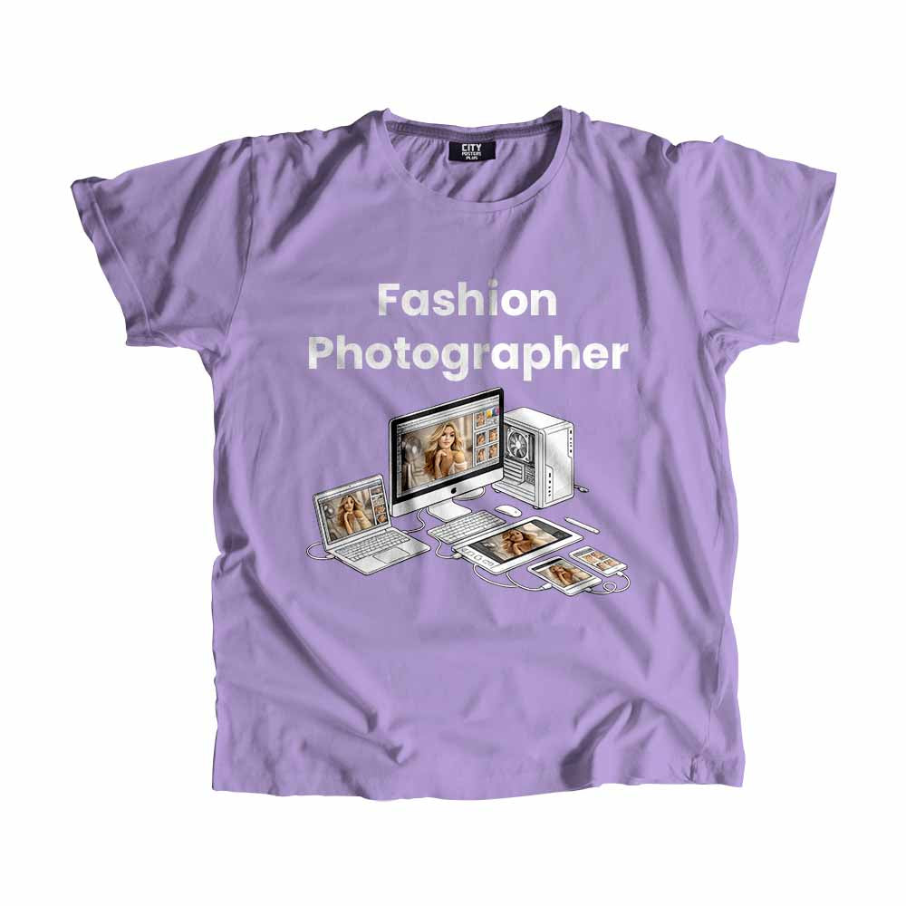 Fashion Photographer Men Unisex T-Shirt (Iris Lavender) Technology Unisex T-Shirt | City Posters Plus