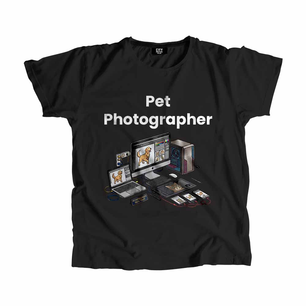 Pet Photographer Men Unisex T-Shirt (Black) Technology Unisex T-Shirt | City Posters Plus