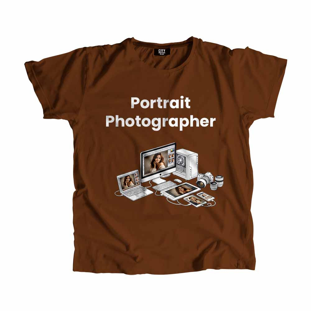 Portrait Photographer Men Unisex T-Shirt (Brown) Technology Unisex T-Shirt | City Posters Plus