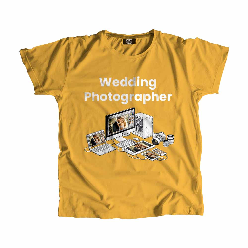 Wedding Photographer Men Unisex T-Shirt (Golden Yellow) Technology Unisex T-Shirt | City Posters Plus