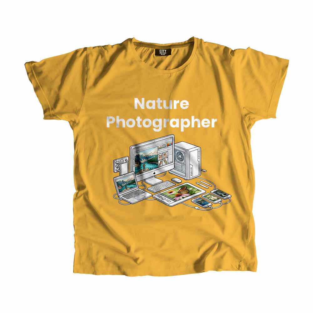 Nature Photographer Men Unisex T-Shirt (Golden Yellow) Technology Unisex T-Shirt | City Posters Plus