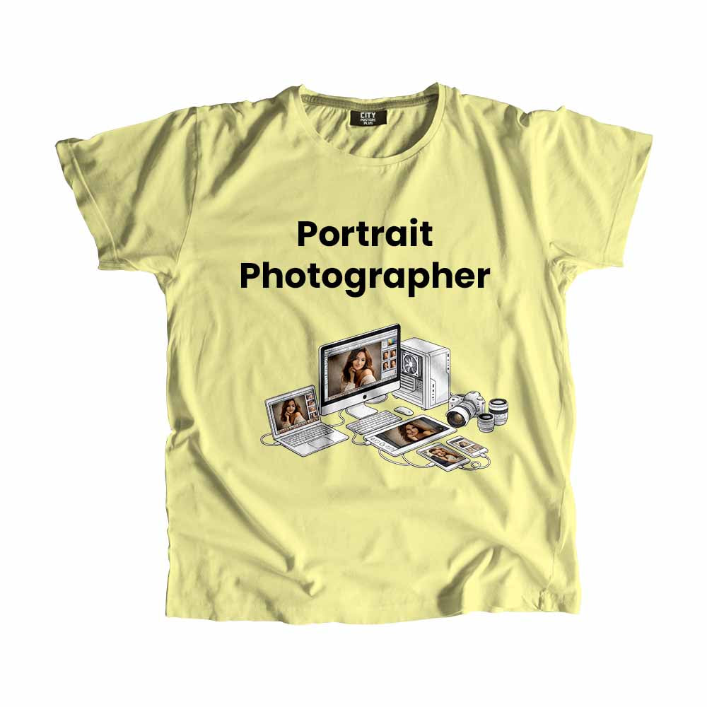 Portrait Photographer Men Unisex T-Shirt (Butter Yellow) Technology Unisex T-Shirt | City Posters Plus