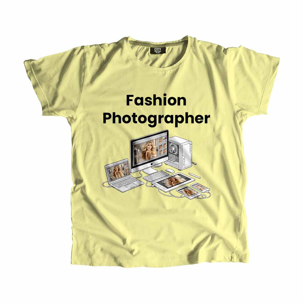 Fashion Photographer Men Unisex T-Shirt (Butter Yellow) Technology Unisex T-Shirt | City Posters Plus