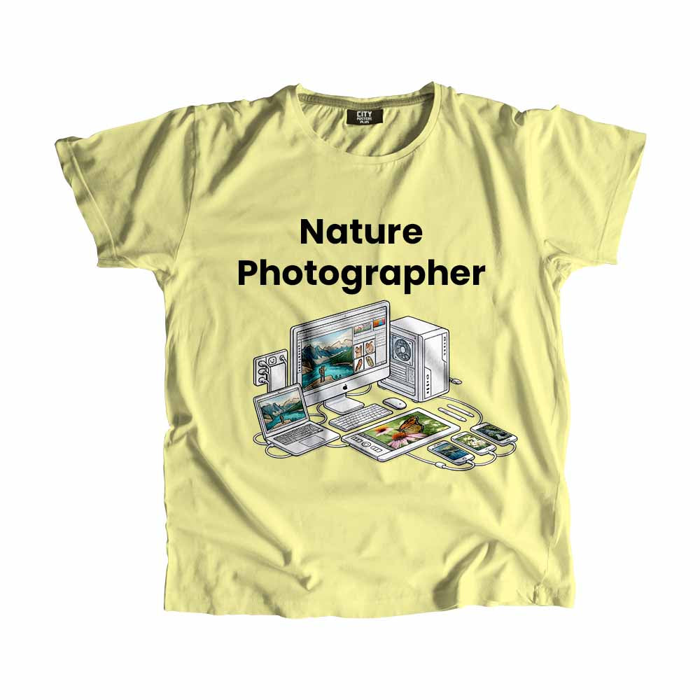 Nature Photographer Men Unisex T-Shirt (Butter Yellow) Technology Unisex T-Shirt | City Posters Plus