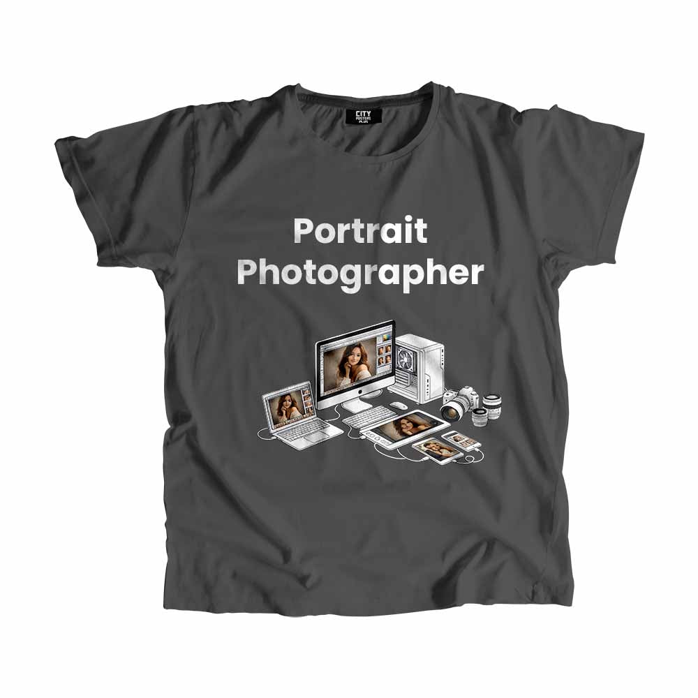 Portrait Photographer Men Unisex T-Shirt (Charcoal Grey) Technology Unisex T-Shirt | City Posters Plus