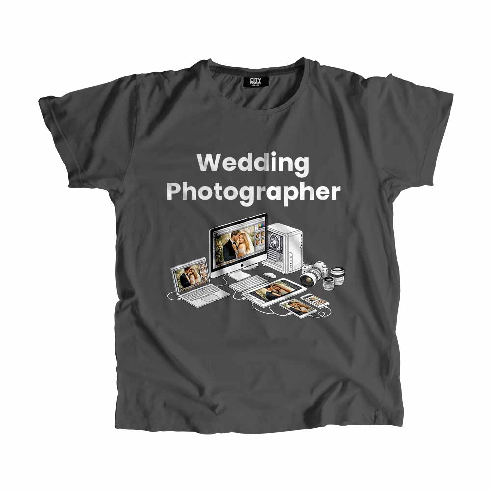 Wedding Photographer Men Unisex T-Shirt (Charcoal Grey) Technology Unisex T-Shirt | City Posters Plus