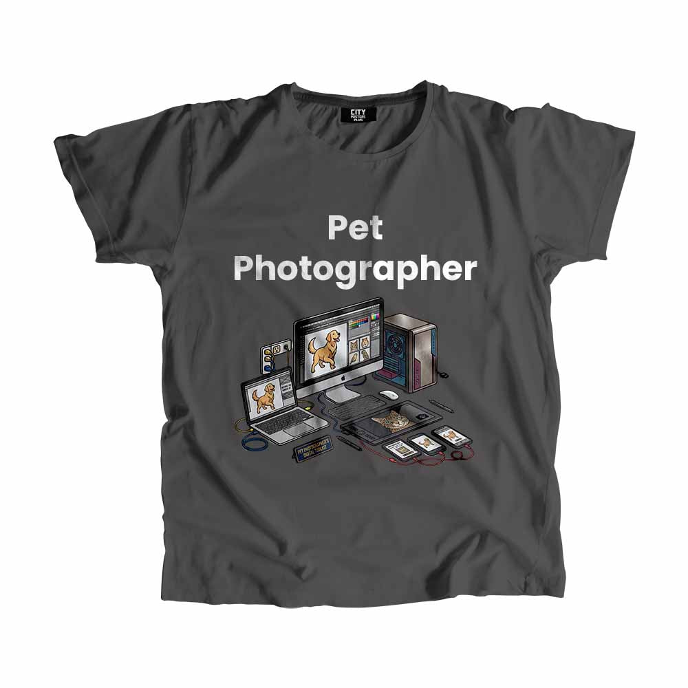 Pet Photographer Men Unisex T-Shirt (Charcoal Grey) Technology Unisex T-Shirt | City Posters Plus