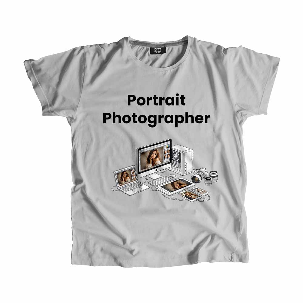 Portrait Photographer Men Unisex T-Shirt (Melange Grey) Technology Unisex T-Shirt | City Posters Plus