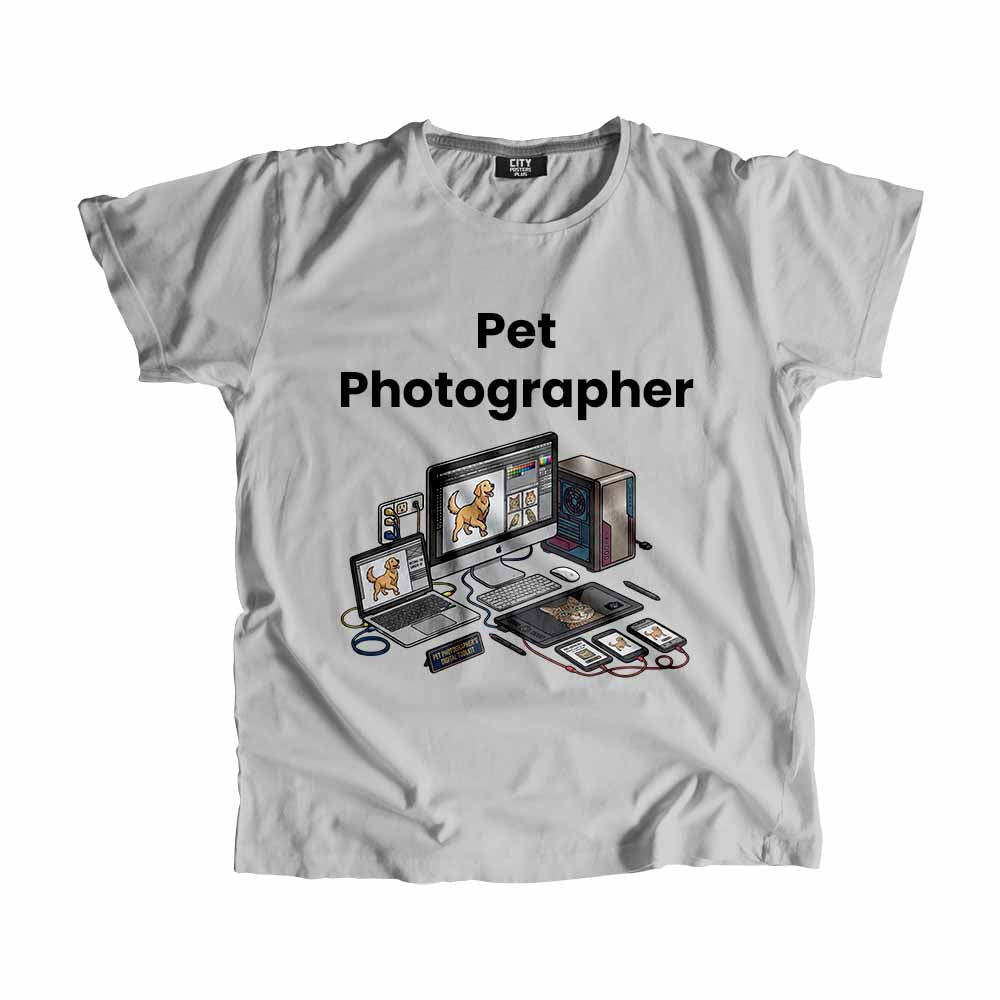 Pet Photographer Men Unisex T-Shirt (Melange Grey) Technology Unisex T-Shirt | City Posters Plus