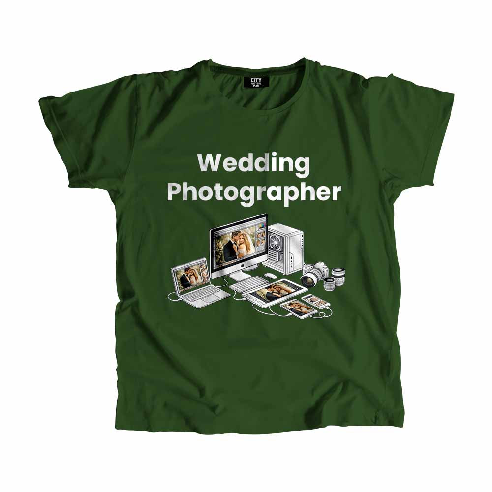 Wedding Photographer Men Unisex T-Shirt (Olive Green) Technology Unisex T-Shirt | City Posters Plus