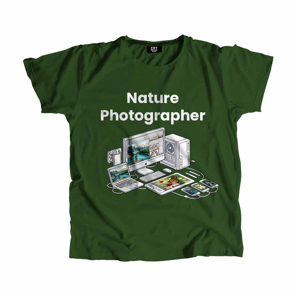 Nature Photographer Men Unisex T-Shirt (Olive Green) Technology Unisex T-Shirt | City Posters Plus