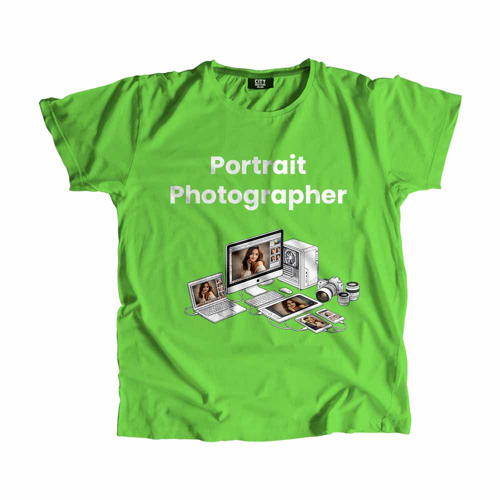 Portrait Photographer Men Unisex T-Shirt (Liril Green) Technology Unisex T-Shirt | City Posters Plus