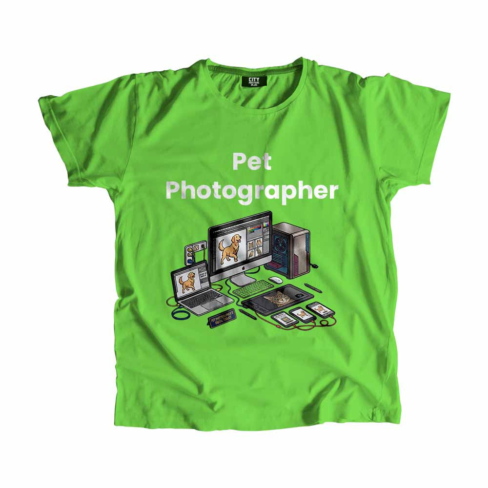 Pet Photographer Men Unisex T-Shirt (Liril Green) Technology Unisex T-Shirt | City Posters Plus