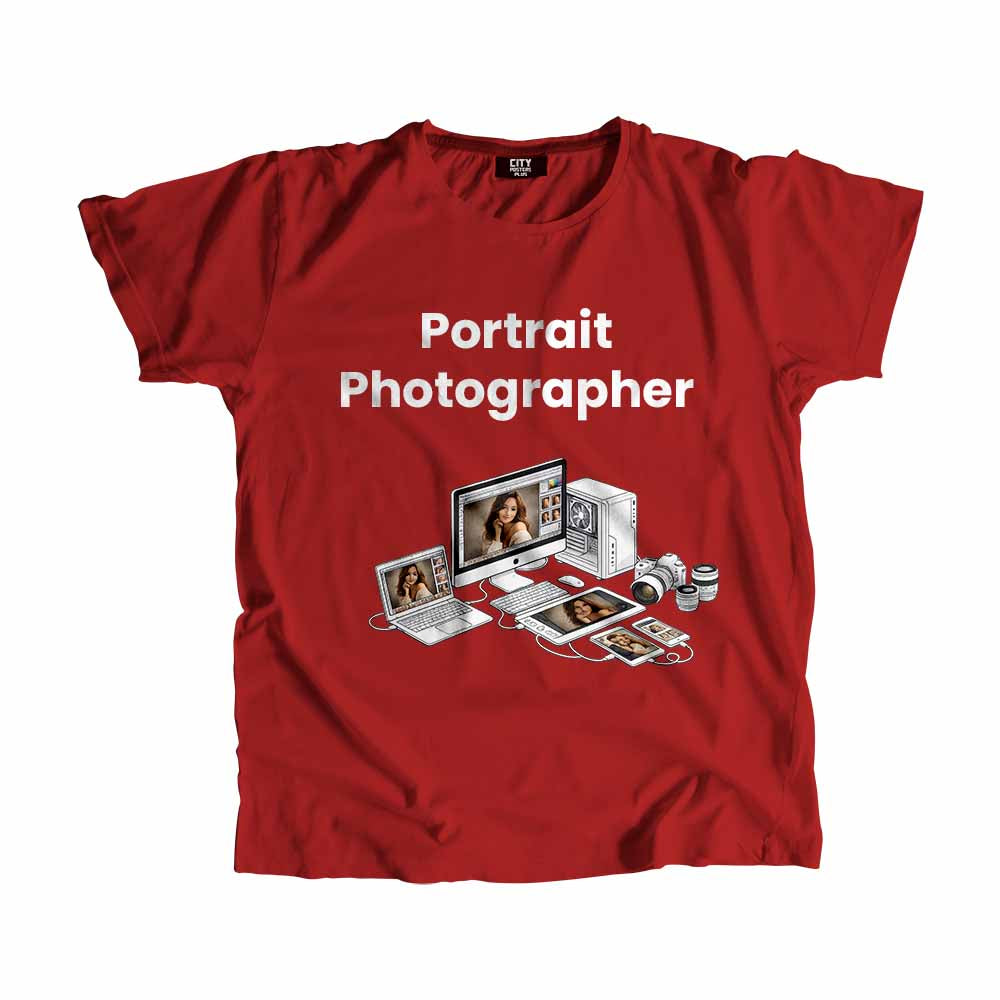 Portrait Photographer Men Unisex T-Shirt (Red) Technology Unisex T-Shirt | City Posters Plus