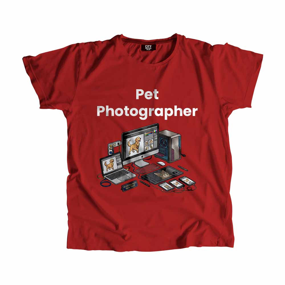 Pet Photographer Men Unisex T-Shirt (Red) Technology Unisex T-Shirt | City Posters Plus
