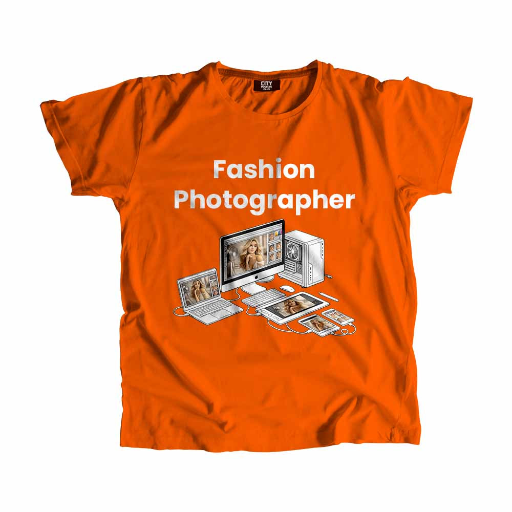 Fashion Photographer Men Unisex T-Shirt (Orange) Technology Unisex T-Shirt | City Posters Plus