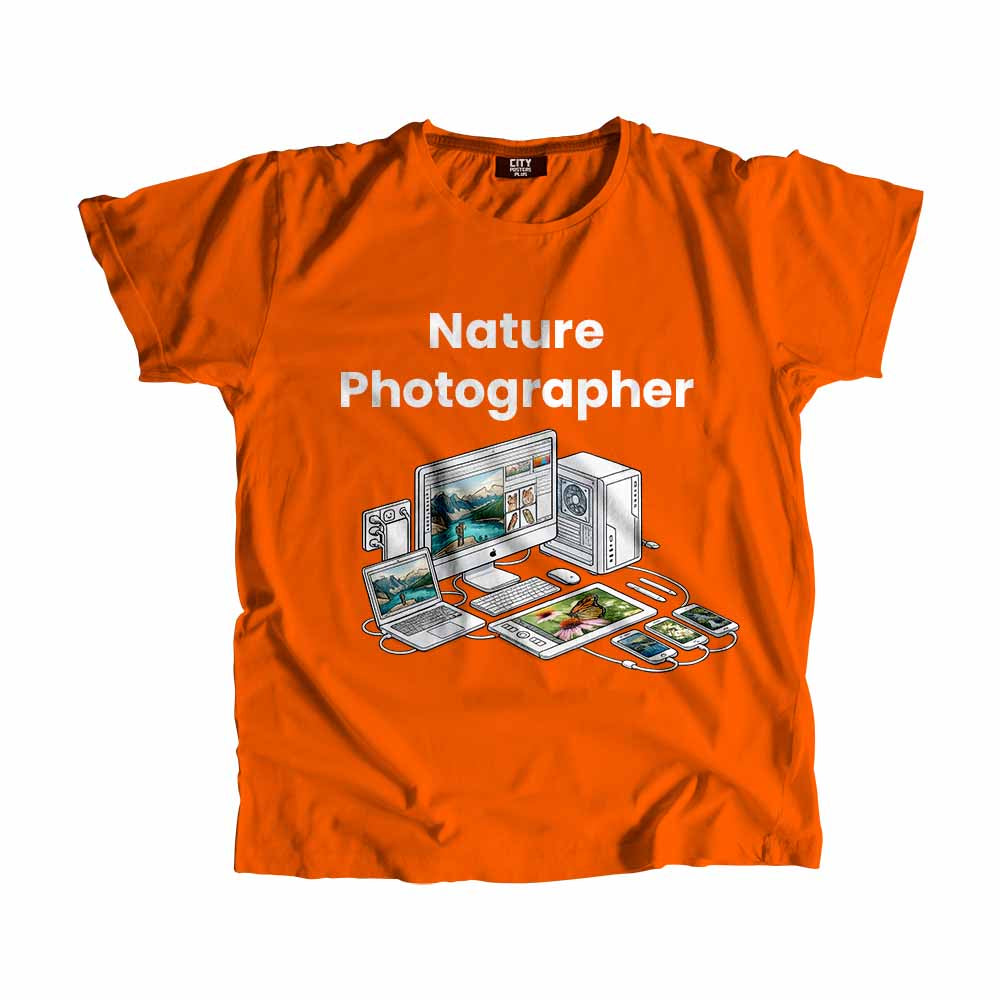 Nature Photographer Men Unisex T-Shirt (Orange) Technology Unisex T-Shirt | City Posters Plus