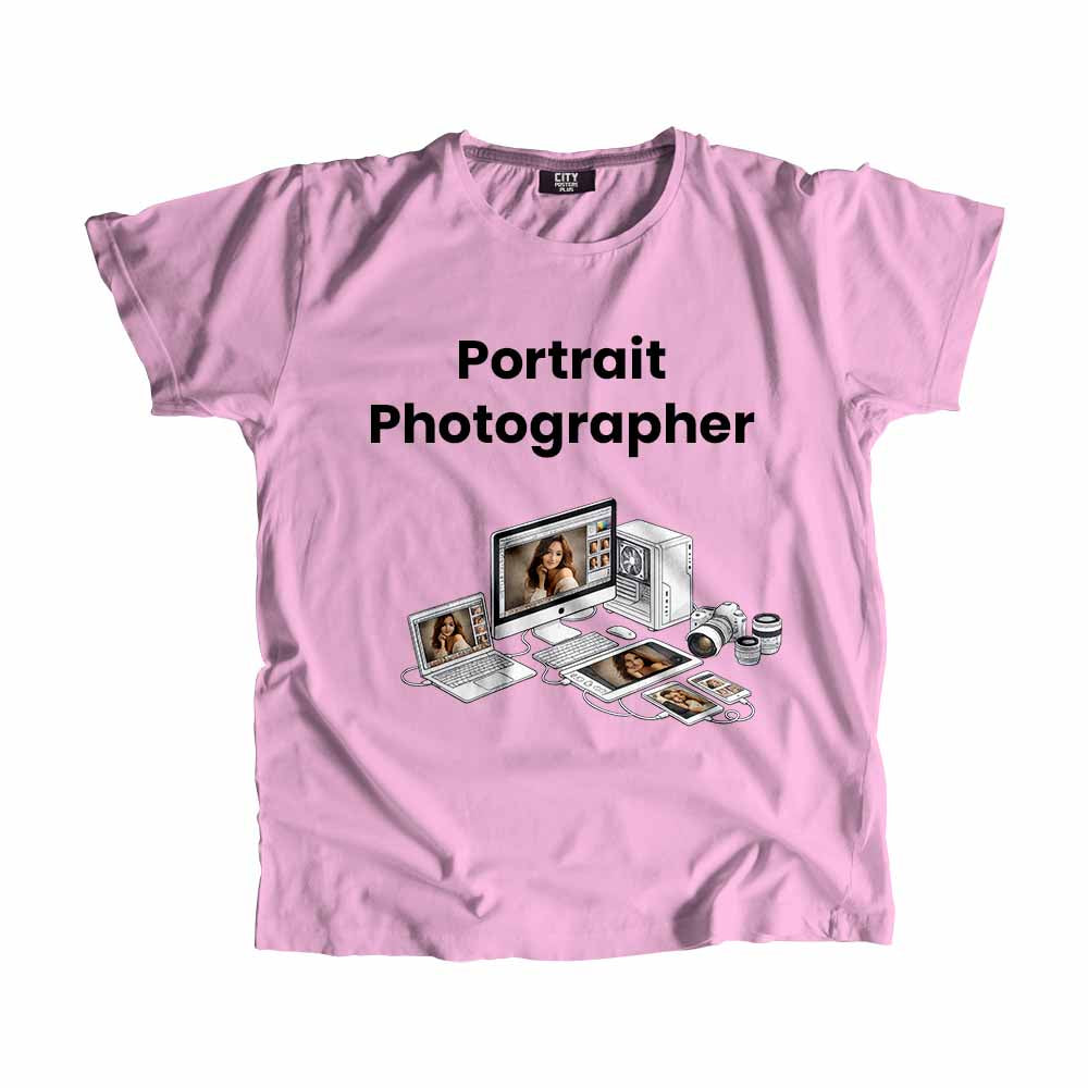 Portrait Photographer Men Unisex T-Shirt (Light Pink) Technology Unisex T-Shirt | City Posters Plus
