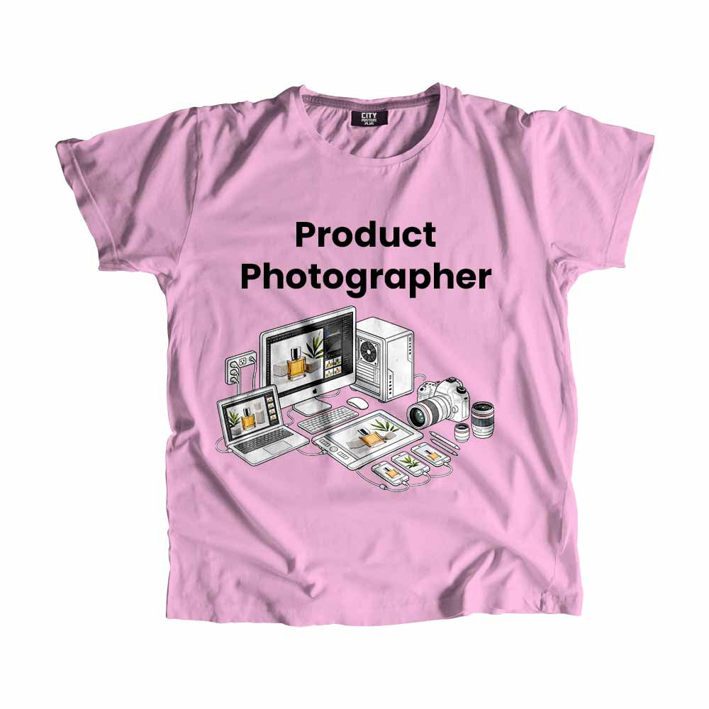 Product Photographer Men Unisex T-Shirt (Light Pink) Technology Unisex T-Shirt | City Posters Plus
