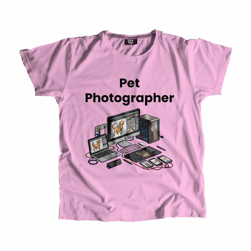 Pet Photographer Men Unisex T-Shirt (Light Pink) Technology Unisex T-Shirt | City Posters Plus