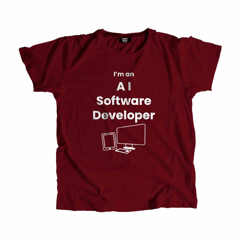 AI Software Developer Men Unisex T-Shirt (Maroon)