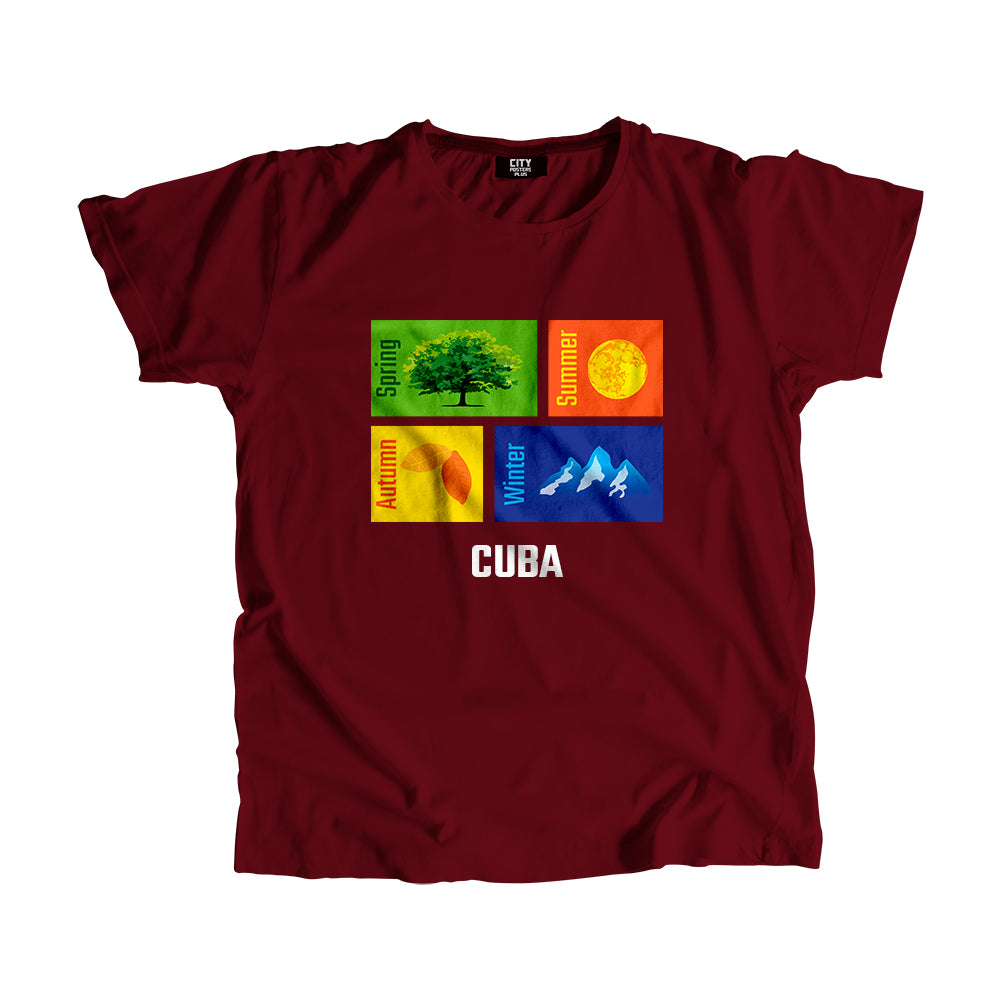 CUBA Seasons Men Unisex T-Shirt (Maroon)