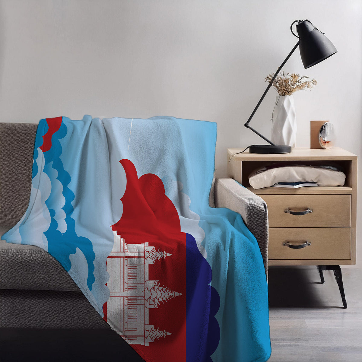 Cambodia Day Clouds Blanket Throw