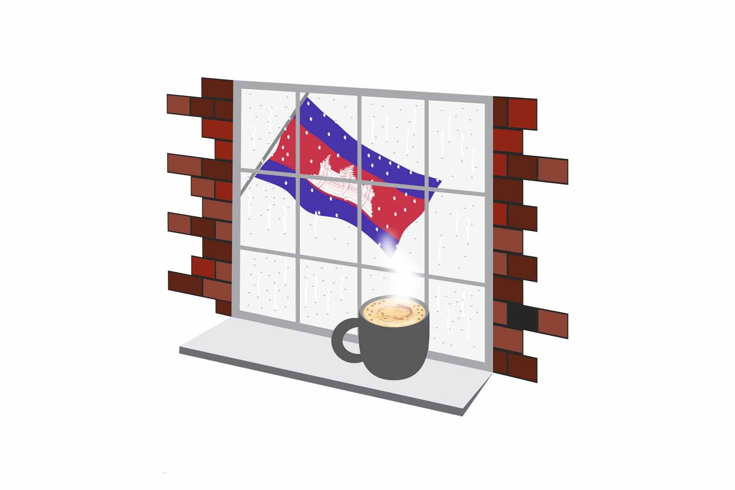 Cambodia Coffee Rain Window Fridge Magnet