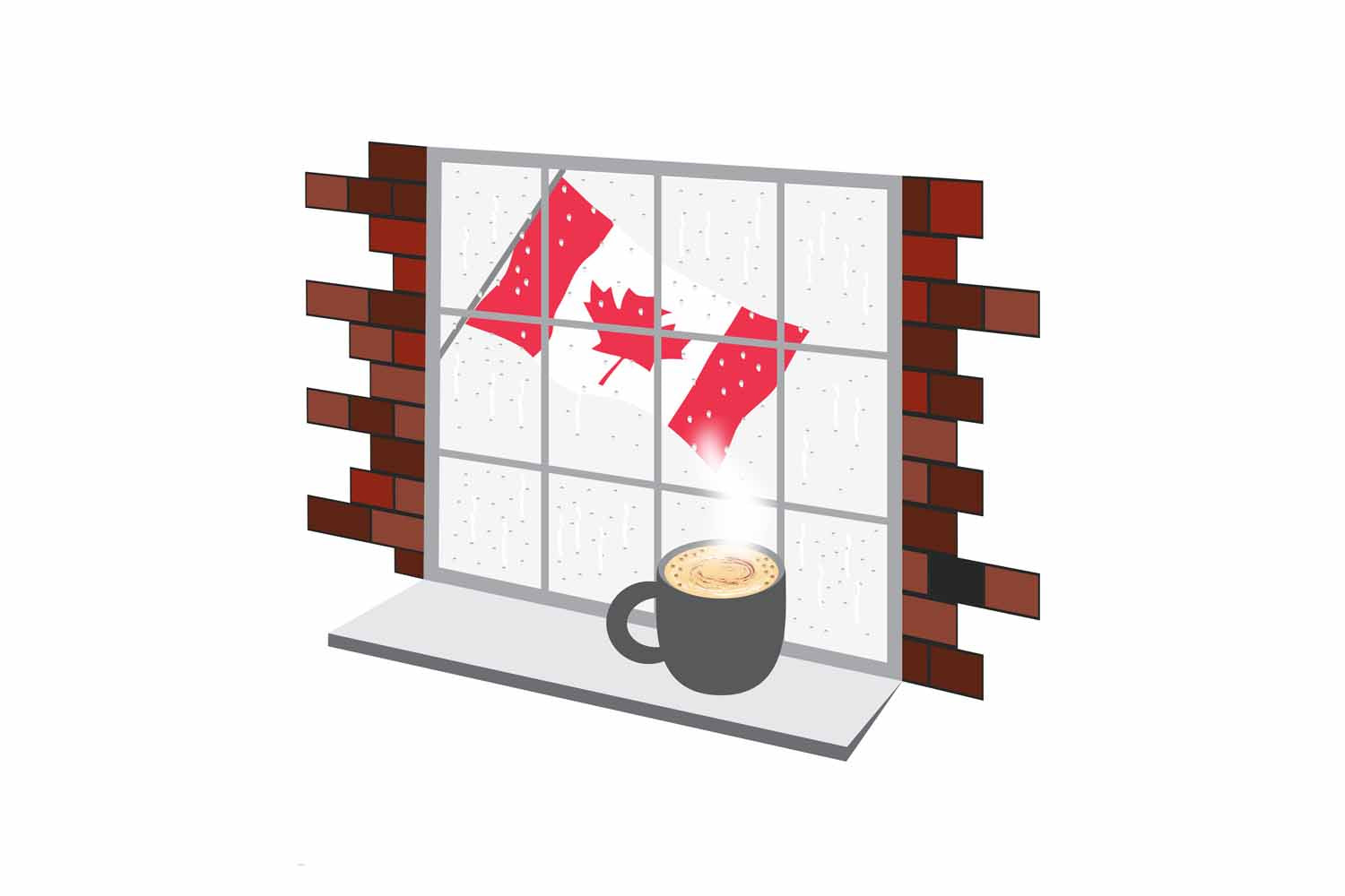 Canada Coffee Rain Window Fridge Magnet