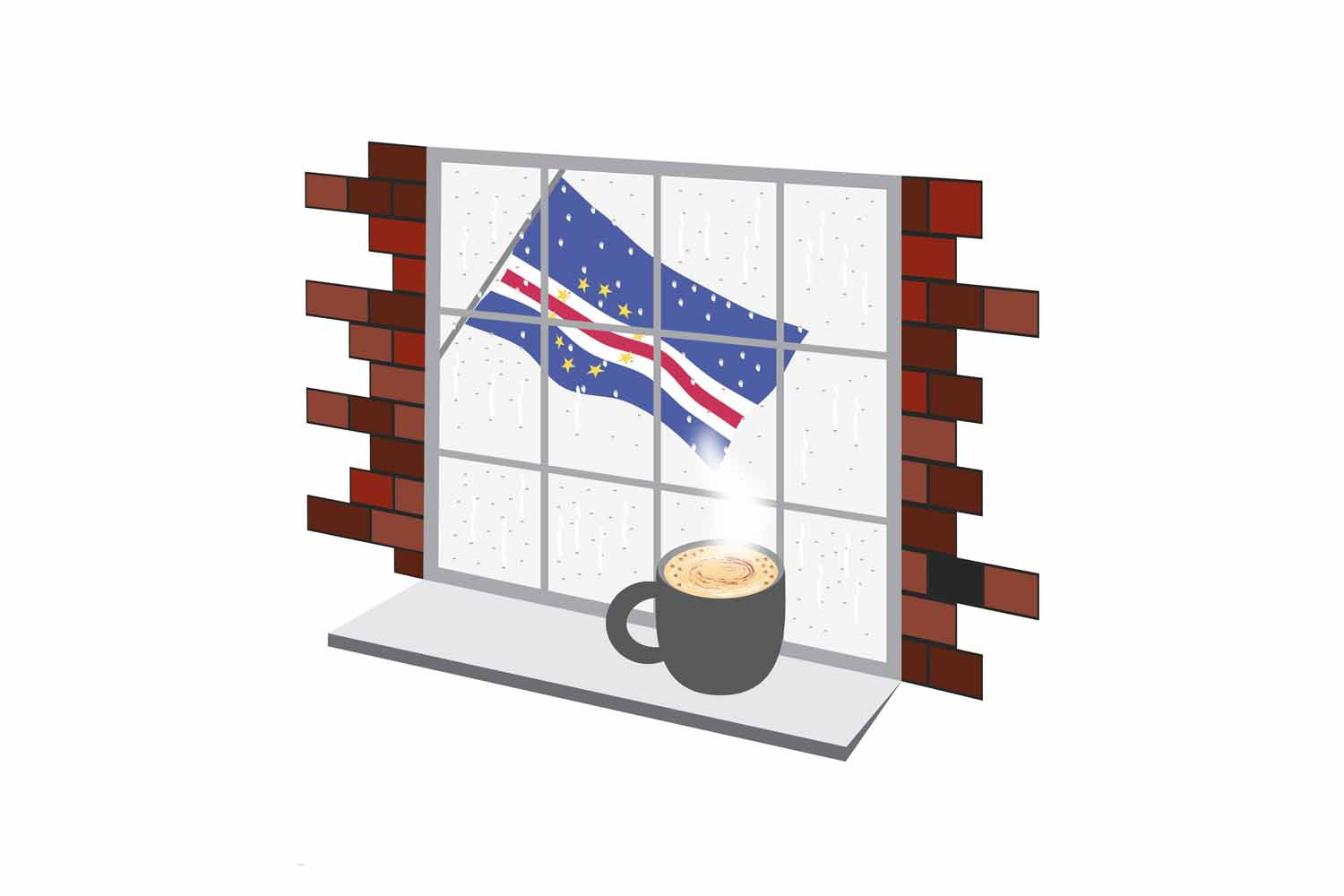 Cape Verde Coffee Rain Window Fridge Magnet
