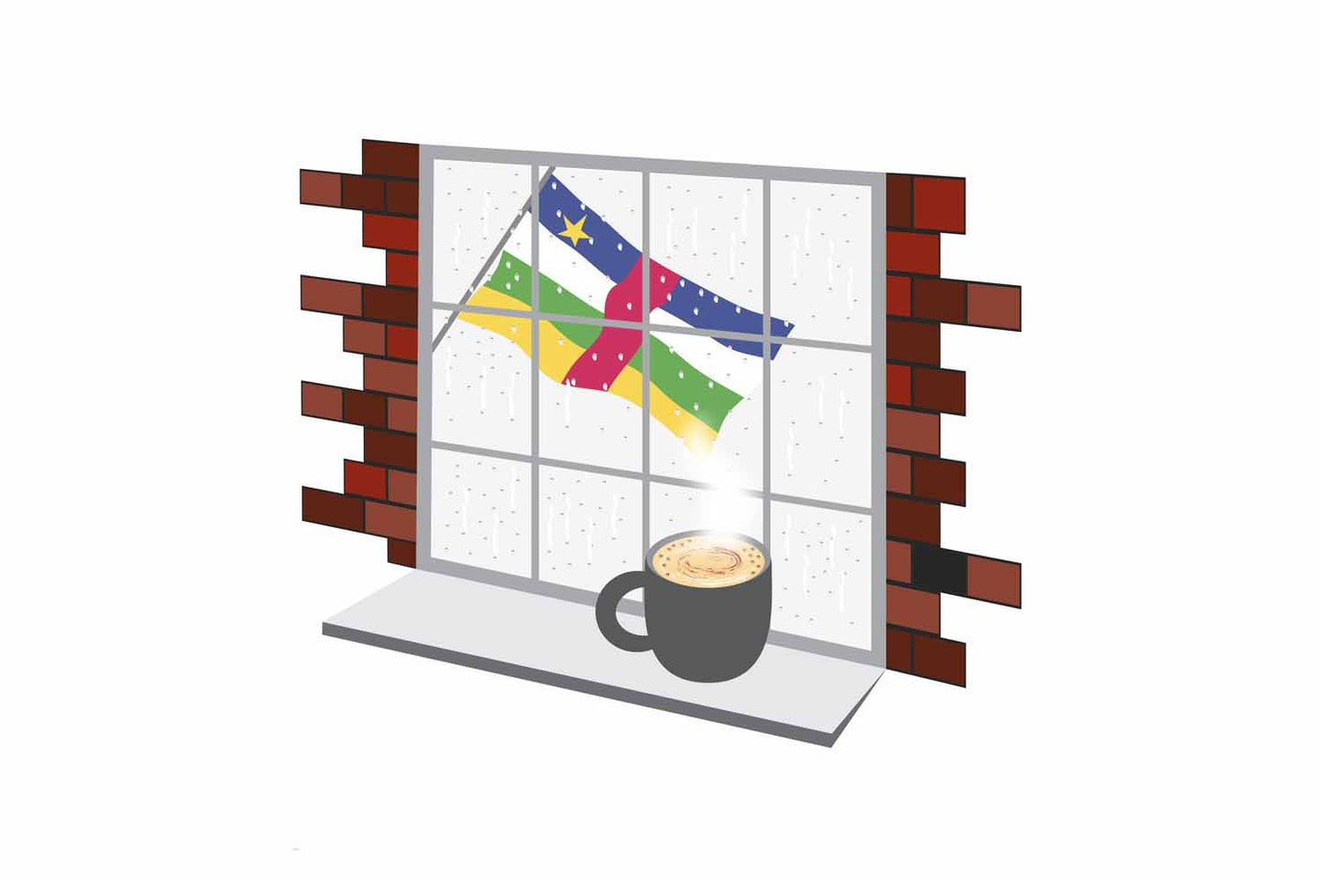 Central African Republic Coffee Rain Window Fridge Magnet