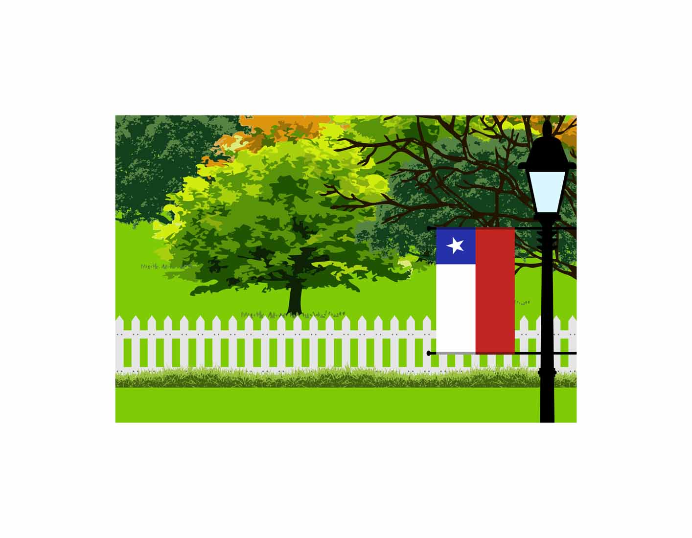 Chile Trees Street Lamp Canvas Print Framed