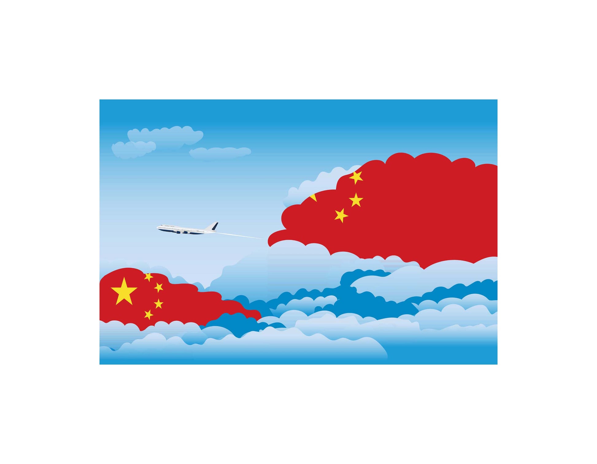 China Day Clouds Canvas Print Framed