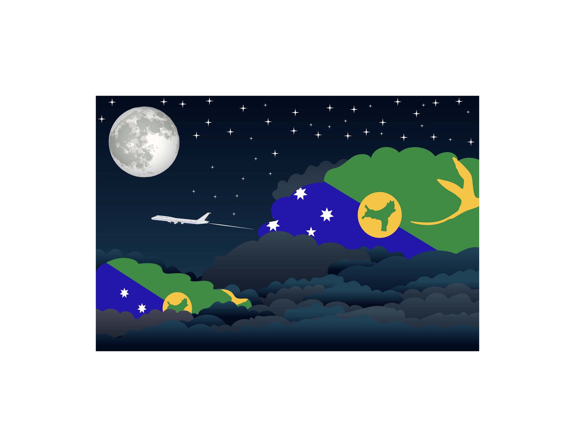 Christmas Island Night Clouds Canvas Print Framed
