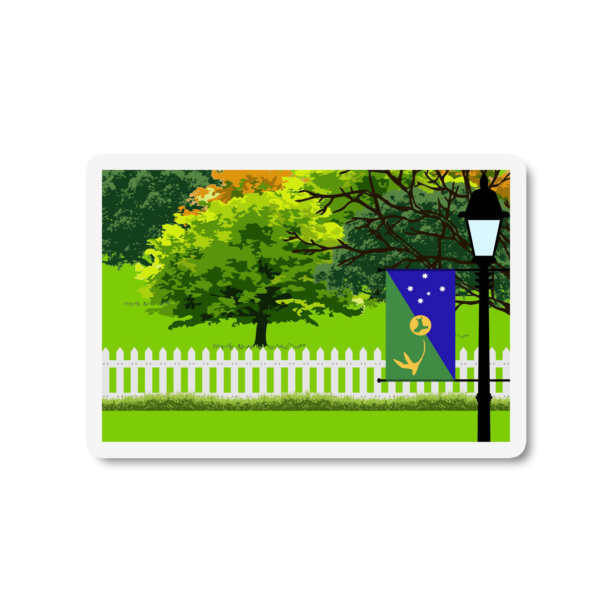 Christmas Island Trees and Street Lamp Sticker