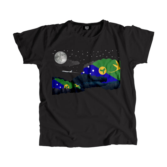 Christmas Island Night Clouds Airplane Airport Flight Men Unisex T-Shirt Night Clouds Airplane Airport Flight T-Shirt