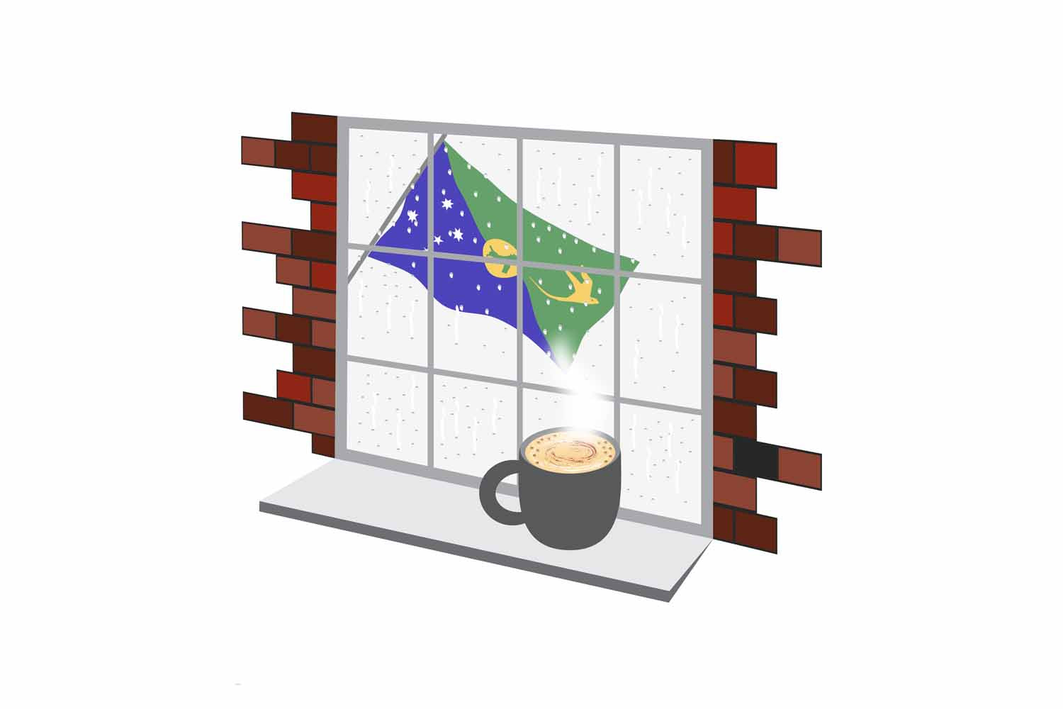 Christmas Island Coffee Rain Window Sticker