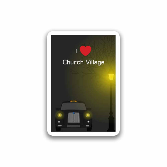 Church Village Taxi Black Magnet