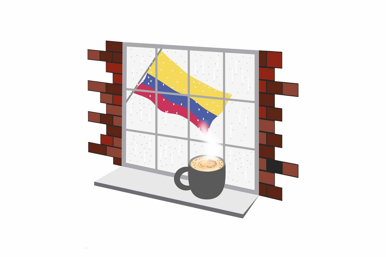 Colombia Coffee Rain Window Fridge Magnet