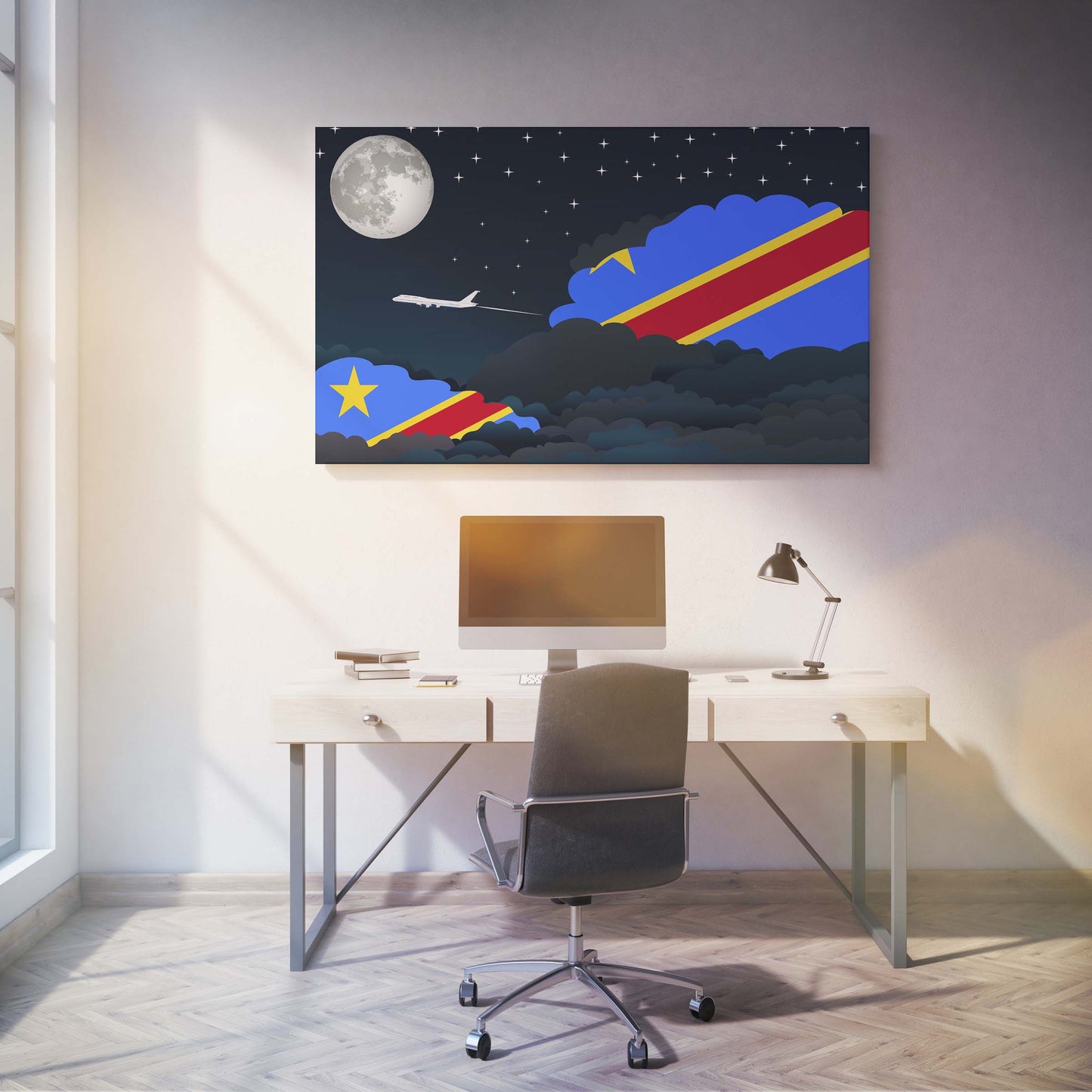 Congo, Democratic Republic of the Night Clouds Canvas Print Framed