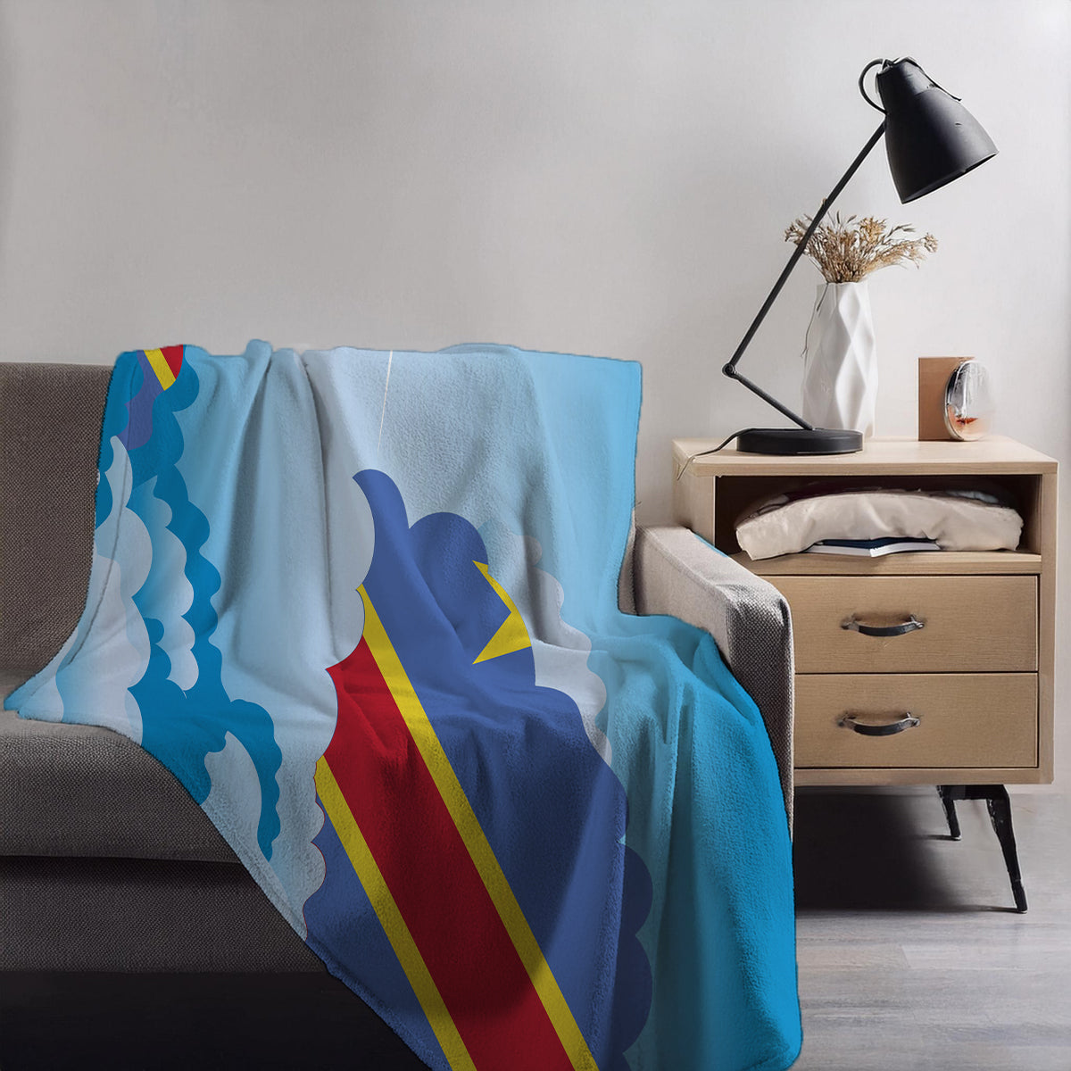 Congo Democratic Republic of the Day Clouds Blanket Throw
