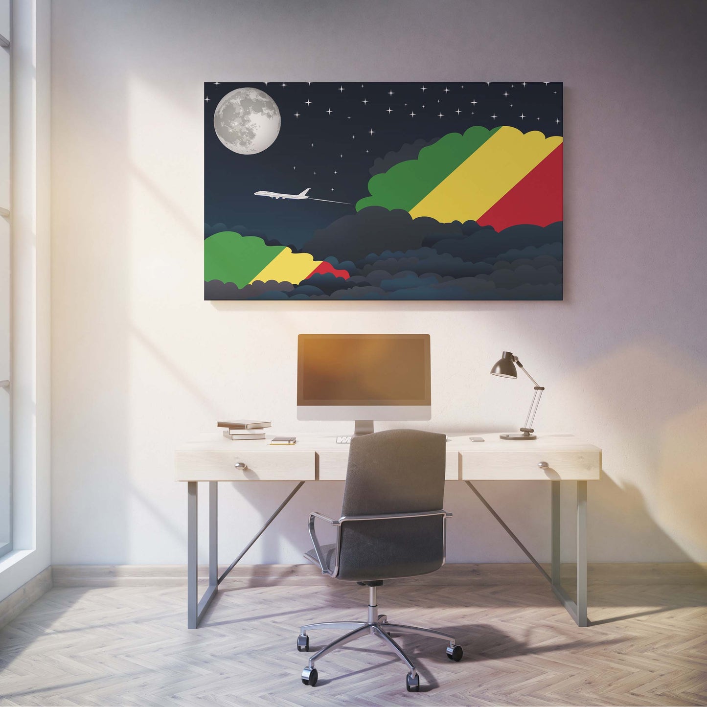 Congo, Republic of the Night Clouds Canvas Print Framed